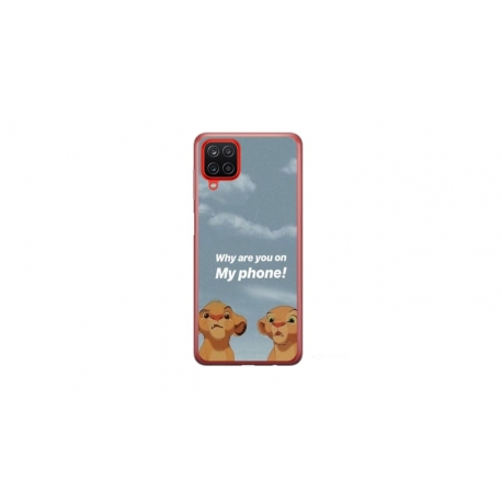 Husa personalizata tip carcasa HQPrint pentru Samsung Galaxy A12, model Why are you on my phone, multicolor, S1D1M0220
