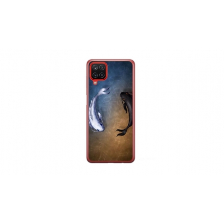 Husa personalizata tip carcasa HQPrint pentru Samsung Galaxy A12, model Ying and Yang Fish, multicolor, S1D1M0390