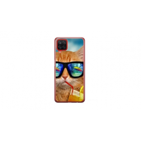 Husa personalizata tip carcasa HQPrint pentru Samsung Galaxy A12 5G, model Cool Cat, multicolor, S1D1M0031