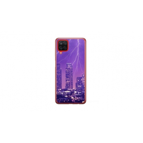 Husa personalizata tip carcasa HQPrint pentru Samsung Galaxy A22, model Purple Lightning, multicolor, S1D1M0354
