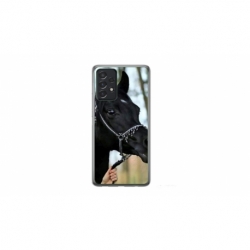 Husa personalizata tip carcasa HQPrint pentru Samsung Galaxy A52, model Black Horse, multicolor, S1D1M0019