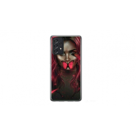 Husa personalizata tip carcasa HQPrint pentru Samsung Galaxy A32 5G, model Butterfly Mouth 2, multicolor, S1D1M0352