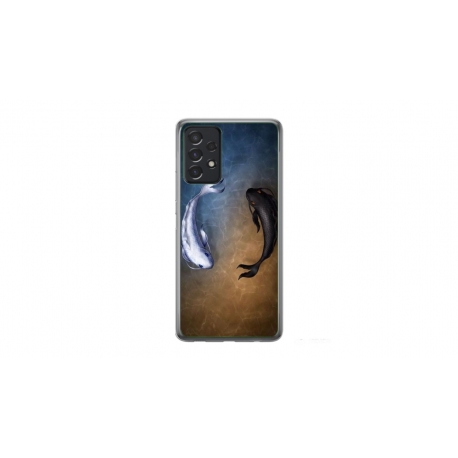 Husa personalizata tip carcasa HQPrint pentru Samsung Galaxy A32 5G, model Ying and Yang Fish, multicolor, S1D1M0390