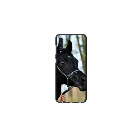 Husa personalizata tip carcasa HQPrint pentru Samsung Galaxy A50s, model Black Horse, multicolor, S1D1M0019