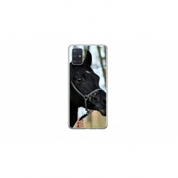 Husa personalizata tip carcasa HQPrint pentru Samsung Galaxy A51, model Black Horse, multicolor, S1D1M0019