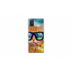 Husa personalizata tip carcasa HQPrint pentru Samsung Galaxy A51, model Cool Cat, multicolor, S1D1M0031