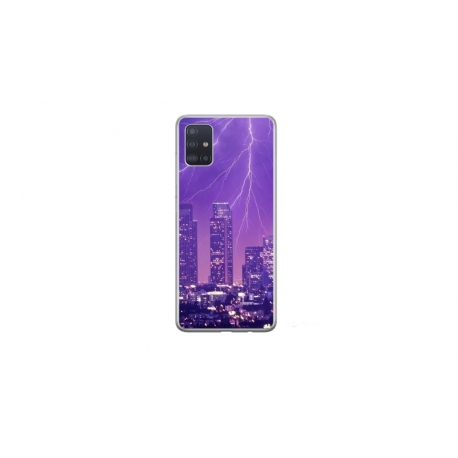 Husa personalizata tip carcasa HQPrint pentru Samsung Galaxy A51, model Purple Lightning, multicolor, S1D1M0354