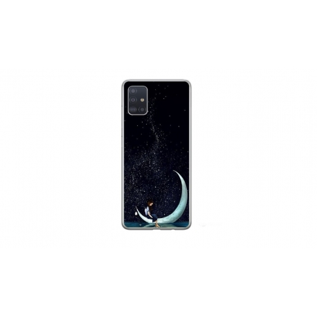 Husa personalizata tip carcasa HQPrint pentru Samsung Galaxy A71, model Moon Fishing, multicolor, S1D1M0270
