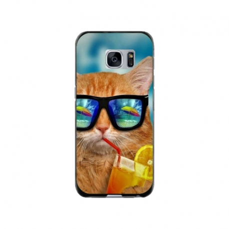 Husa personalizata tip carcasa HQPrint pentru Samsung Galaxy S7, model Cool Cat, multicolor, S1D1M0031