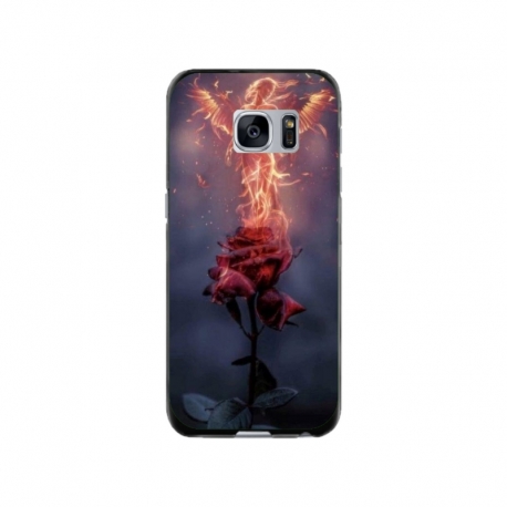 Husa personalizata tip carcasa HQPrint pentru Samsung Galaxy S7, model Fire Rose, multicolor, S1D1M0158