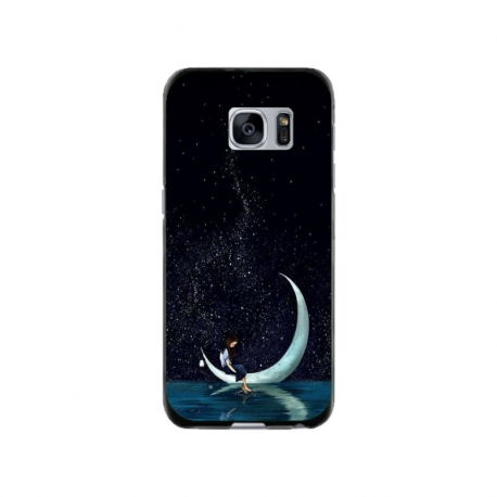 Husa personalizata tip carcasa HQPrint pentru Samsung Galaxy S7, model Moon Fishing, multicolor, S1D1M0270