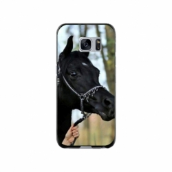 Husa personalizata tip carcasa HQPrint pentru Samsung Galaxy S7 Edge, model Black Horse, multicolor, S1D1M0019