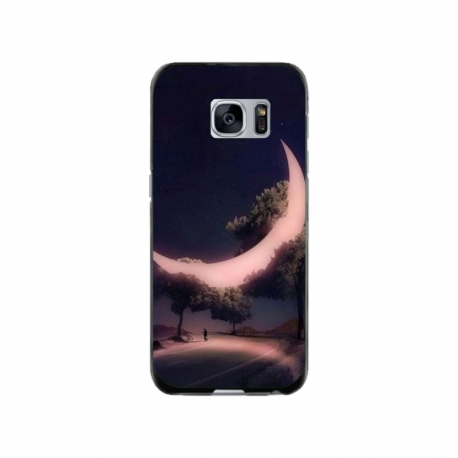 Husa personalizata tip carcasa HQPrint pentru Samsung Galaxy S7 Edge, model Moon in the Trees, multicolor, S1D1M0331