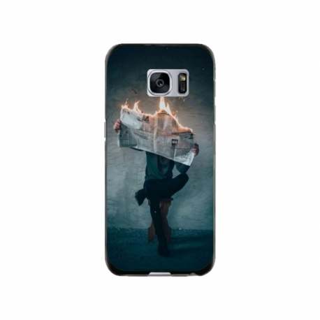 Husa personalizata tip carcasa HQPrint pentru Samsung Galaxy S7 Edge, model Burn the News, multicolor, S1D1M0345