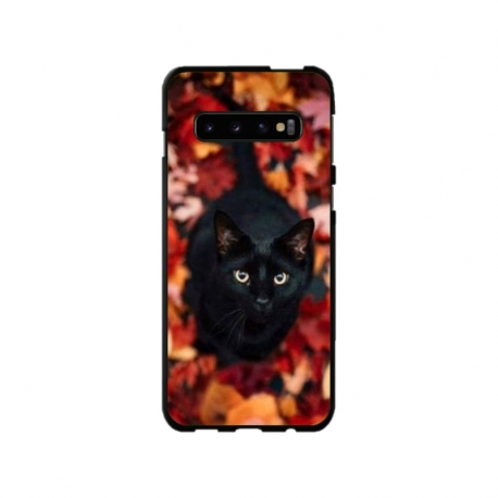 Husa personalizata tip carcasa HQPrint pentru Samsung Galaxy S10 Plus, model Black Cat 3, multicolor, S1D1M0017