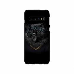 Husa personalizata tip carcasa HQPrint pentru Samsung Galaxy S10 Plus, model Black Cat 4, multicolor, S1D1M0097