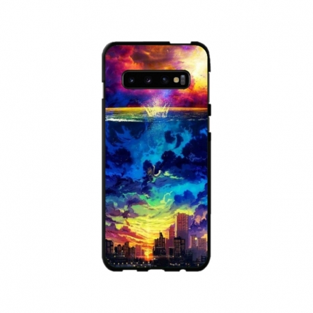 Husa personalizata tip carcasa HQPrint pentru Samsung Galaxy S10 Plus, model Abstract City, multicolor, S1D1M0263