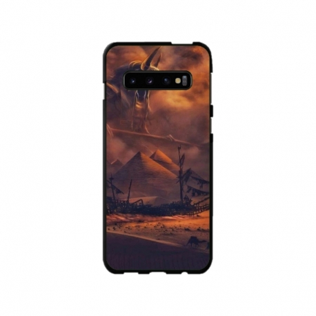 Husa personalizata tip carcasa HQPrint pentru Samsung Galaxy S10, model Anubis, multicolor, S1D1M0281