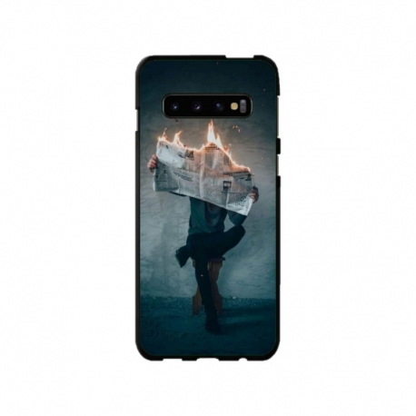 Husa personalizata tip carcasa HQPrint pentru Samsung Galaxy S10 Plus, model Burn the News, multicolor, S1D1M0345
