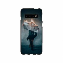 Husa personalizata tip carcasa HQPrint pentru Samsung Galaxy S10, model Burn the News, multicolor, S1D1M0345