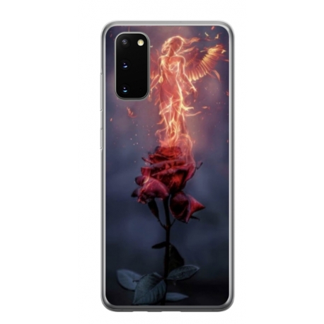 Husa personalizata tip carcasa HQPrint pentru Samsung Galaxy S20 FE, model Fire Rose, multicolor, S1D1M0158