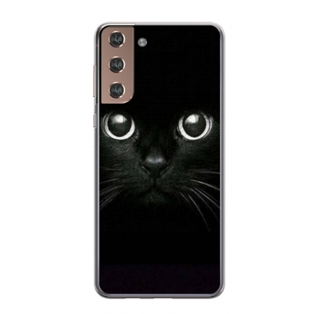 Husa personalizata tip carcasa HQPrint pentru Samsung Galaxy S21 FE, model Black Cat 1, multicolor, S1D1M0015
