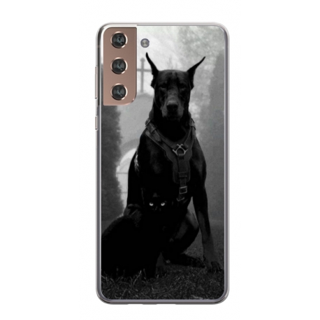 Husa personalizata tip carcasa HQPrint pentru Samsung Galaxy S21 FE, model Doberman, multicolor, S1D1M0018