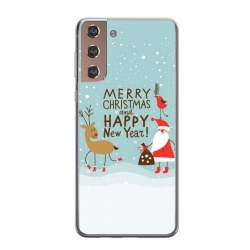 Husa personalizata tip carcasa HQPrint pentru Samsung Galaxy S21 FE, model Happy Christmas and New Year, multicolor, S1D1M0047