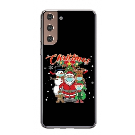 Husa personalizata tip carcasa HQPrint pentru Samsung Galaxy S21 FE, model Covid Christmas, multicolor, S1D1M0054