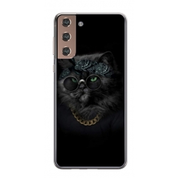 Husa personalizata tip carcasa HQPrint pentru Samsung Galaxy S21 FE, model Black Cat 4, multicolor, S1D1M0097