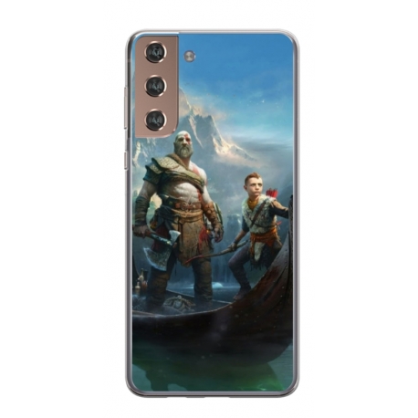 Husa personalizata tip carcasa HQPrint pentru Samsung Galaxy S21 Plus, model God of War 1, multicolor, S1D1M0008