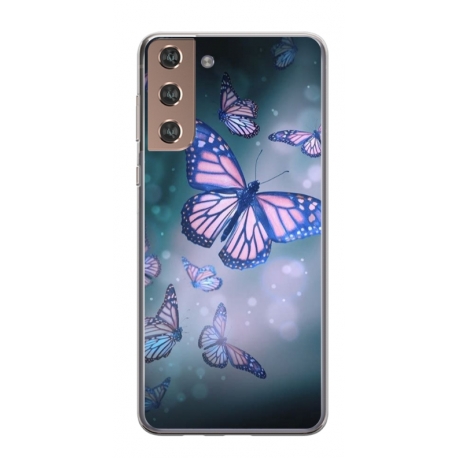 Husa personalizata tip carcasa HQPrint pentru Samsung Galaxy S21 Plus, model Butterfly 1, multicolor, S1D1M0028