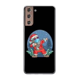 Husa personalizata tip carcasa HQPrint pentru Samsung Galaxy S21 Plus, model Covid Santa, multicolor, S1D1M0055