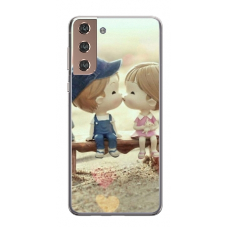 Husa personalizata tip carcasa HQPrint pentru Samsung Galaxy S21, model Kiss, multicolor, S1D1M0259