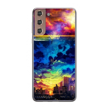 Husa personalizata tip carcasa HQPrint pentru Samsung Galaxy S21 Plus, model Abstract City, multicolor, S1D1M0263