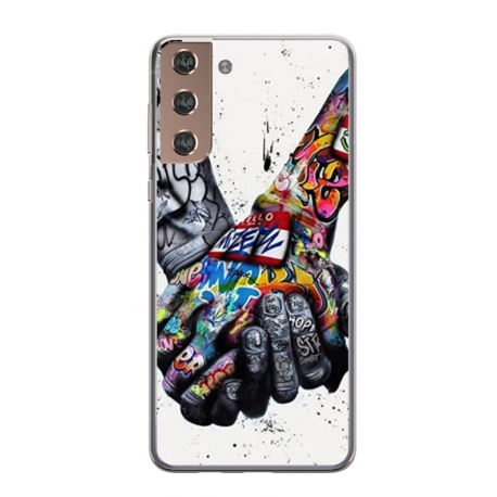 Husa personalizata tip carcasa HQPrint pentru Samsung Galaxy S21 FE, model Abstract Holding, multicolor, S1D1M0271