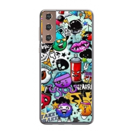 Husa personalizata tip carcasa HQPrint pentru Samsung Galaxy S21, model Grafitti, multicolor, S1D1M0289