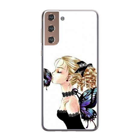 Husa personalizata tip carcasa HQPrint pentru Samsung Galaxy S21, model Butterfly Fairy, multicolor, S1D1M0294