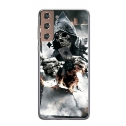Husa personalizata tip carcasa HQPrint pentru Samsung Galaxy S21, model Skeleton Cards, multicolor, S1D1M0301