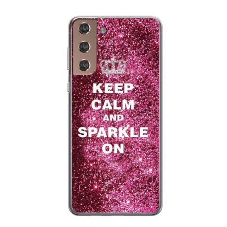 Husa personalizata tip carcasa HQPrint pentru Samsung Galaxy S22, model Keep Calm and Sparkle On, multicolor, S1D1M0252
