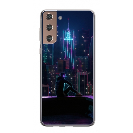 Husa personalizata tip carcasa HQPrint pentru Samsung Galaxy S22, model Neon City, multicolor, S1D1M0260