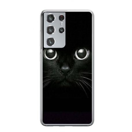 Husa personalizata tip carcasa HQPrint pentru Samsung Galaxy S21 Ultra, model Black Cat 1, multicolor, S1D1M0015