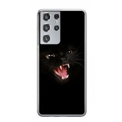 Husa personalizata tip carcasa HQPrint pentru Samsung Galaxy S21 Ultra, model Black Cat 2, multicolor, S1D1M0016