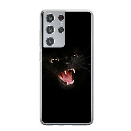 Husa personalizata tip carcasa HQPrint pentru Samsung Galaxy S21 Ultra, model Black Cat 2, multicolor, S1D1M0016