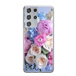 Husa personalizata tip carcasa HQPrint pentru Samsung Galaxy S21 Ultra, model Flowers 1, multicolor, S1D1M0026