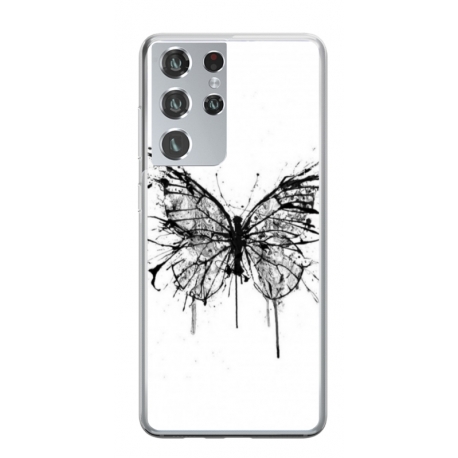 Husa personalizata tip carcasa HQPrint pentru Samsung Galaxy S21 Ultra, model Butterfly 3, multicolor, S1D1M0030