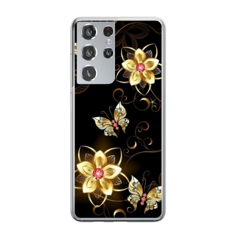 Husa personalizata tip carcasa HQPrint pentru Samsung Galaxy S21 Ultra, model Butterfly 5, multicolor, S1D1M0042
