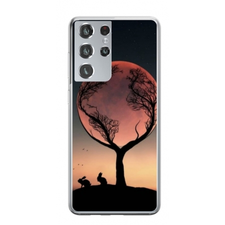 Husa personalizata tip carcasa HQPrint pentru Samsung Galaxy S21 Ultra, model Moon Tree, multicolor, S1D1M0068