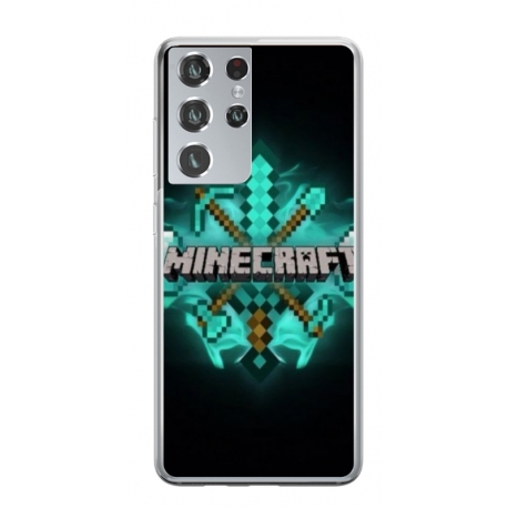 Husa personalizata tip carcasa HQPrint pentru Samsung Galaxy S21 Ultra, model Minecraft 2, multicolor, S1D1M0126