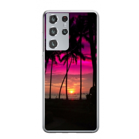 Husa personalizata tip carcasa HQPrint pentru Samsung Galaxy S21 Ultra, model Beach View 1, multicolor, S1D1M0136
